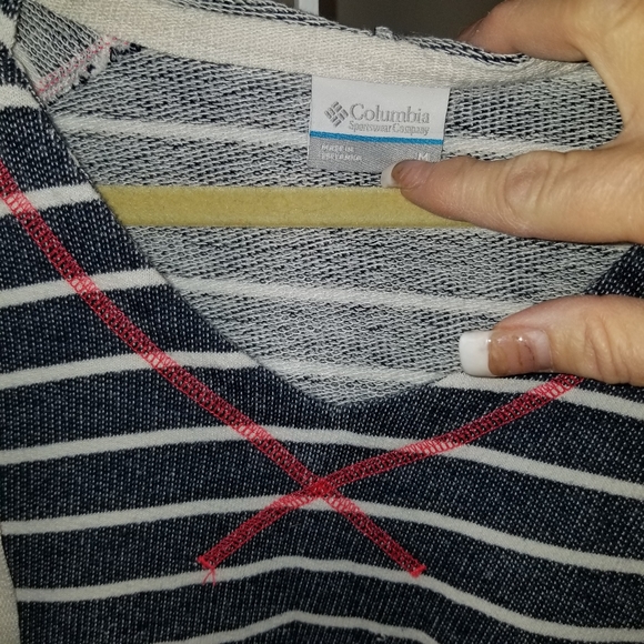 Columbia Sportswear Company Navy striped hoodie M - Picture 6 of 7